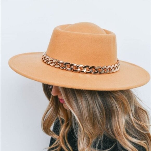 Chain Detailed Fall Winter Hat - Camel main image 5